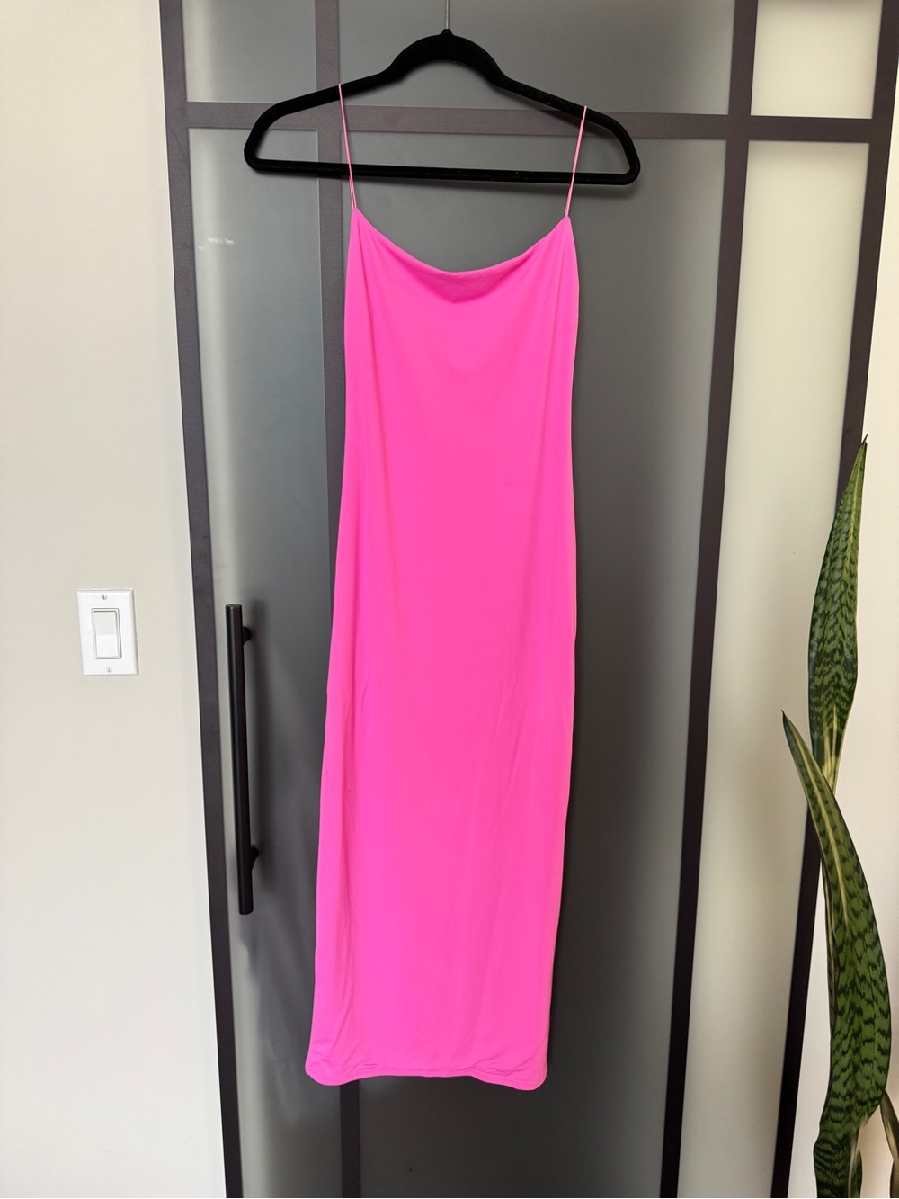 Meshki Neon Pink Slip Maxi Dress Size S Open Back Bodycon Dress
